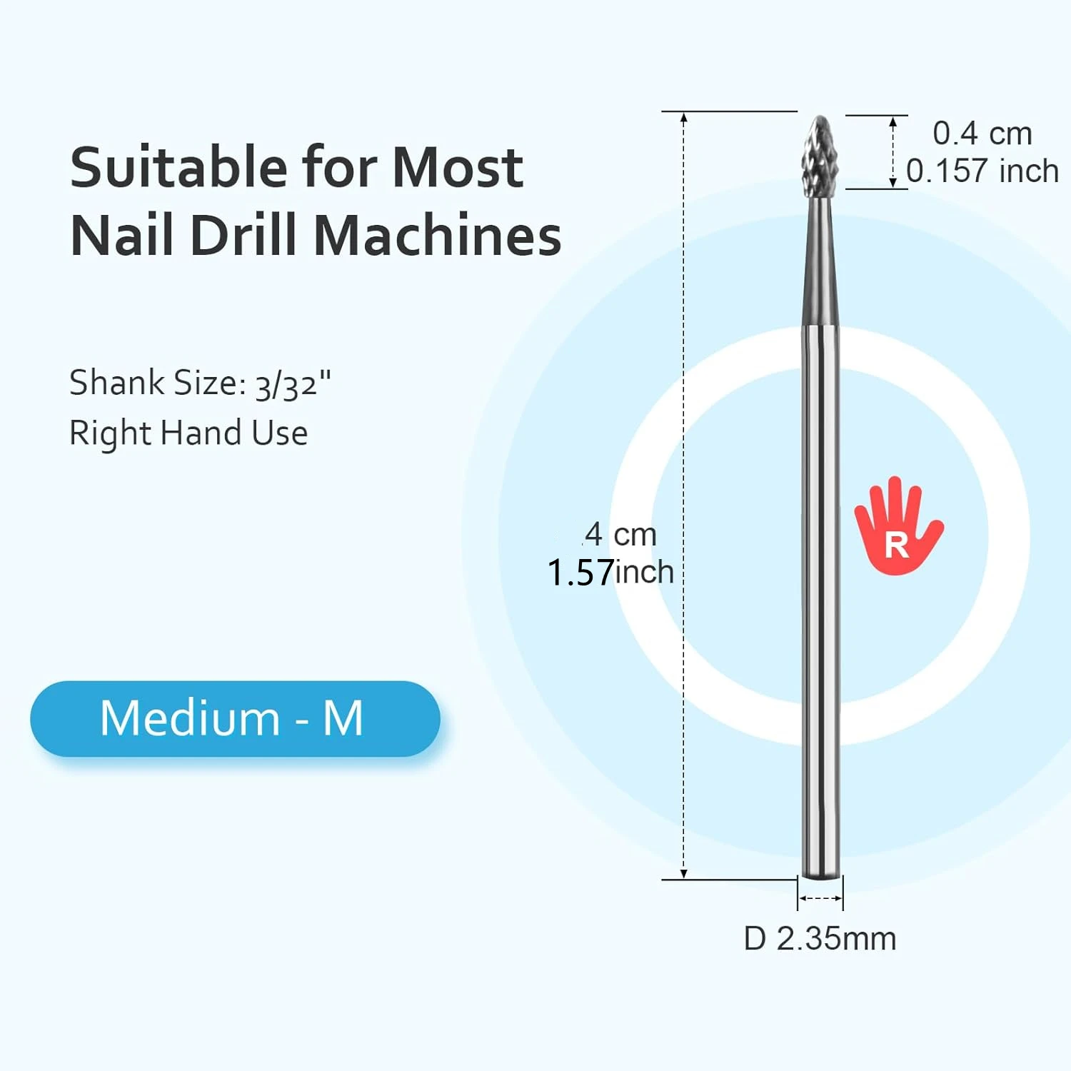 2PCS Tungsten Steel Nail Drill Bits for Electric Manicure Equipment - Dead Skin & Nail Edge Milling Cutters Set