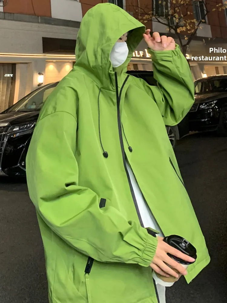 

Outdoor Sports Men's Jaet Vintage Hooded Workwear Sle Spring Autumn Trendy Brand Xujia Zipper Closure Long Sve Loose Fit