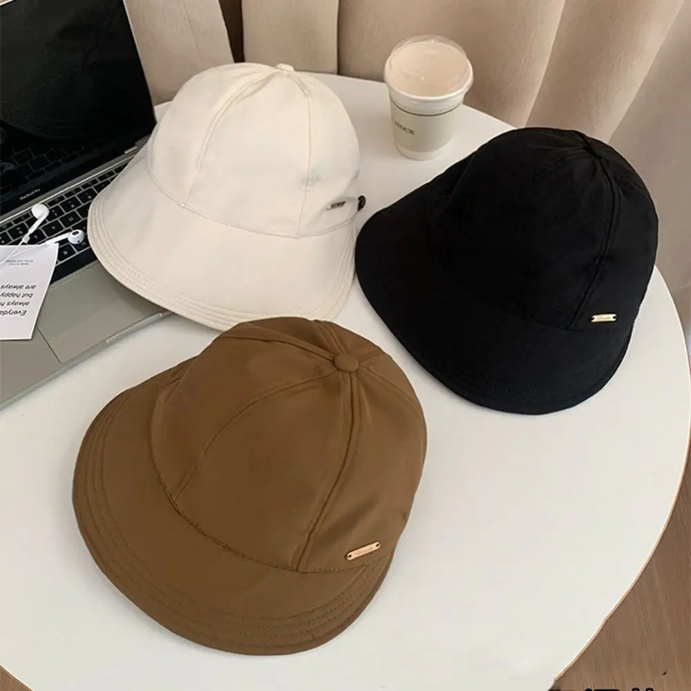 Foldable Solid Color Bucket Hat Wide Brim Sunscreen Fisherman Hat Summer Sun Hat Visor Cap Canvas Basin Hat Outdoor