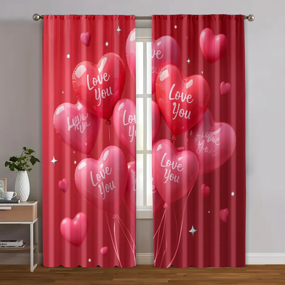 

2pcs, Creative Curtains Pink Heart and Love Fabric (without rod) Stuff Clearance Ldeal for Living Room, Bedroom, Office, and