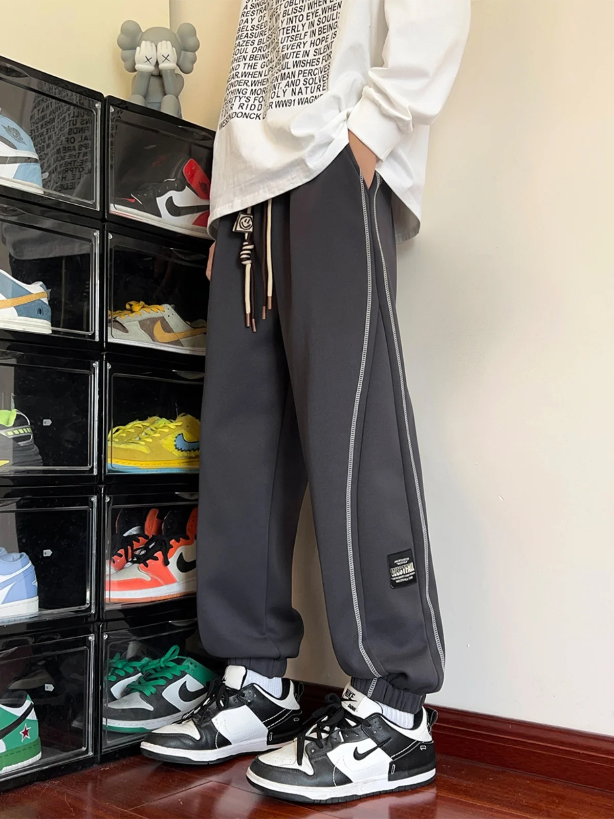 

American High Street Men's Casual Pants Spring Autumn Faion Trend Versatile Cool Student Leisure Sports Sweatpants