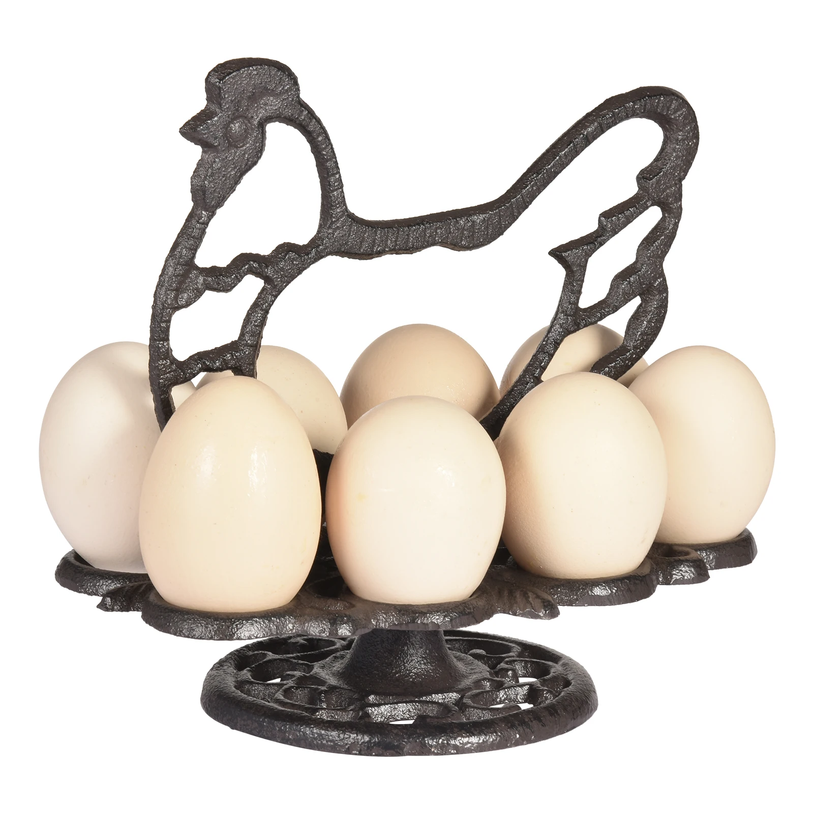 

Metal Egg Container 2 Tier Eggs Holder Fruits Basket Vintage Kitchen Countertop Organizer Stand Heavy-Duty Cast Iron Egg Skelter