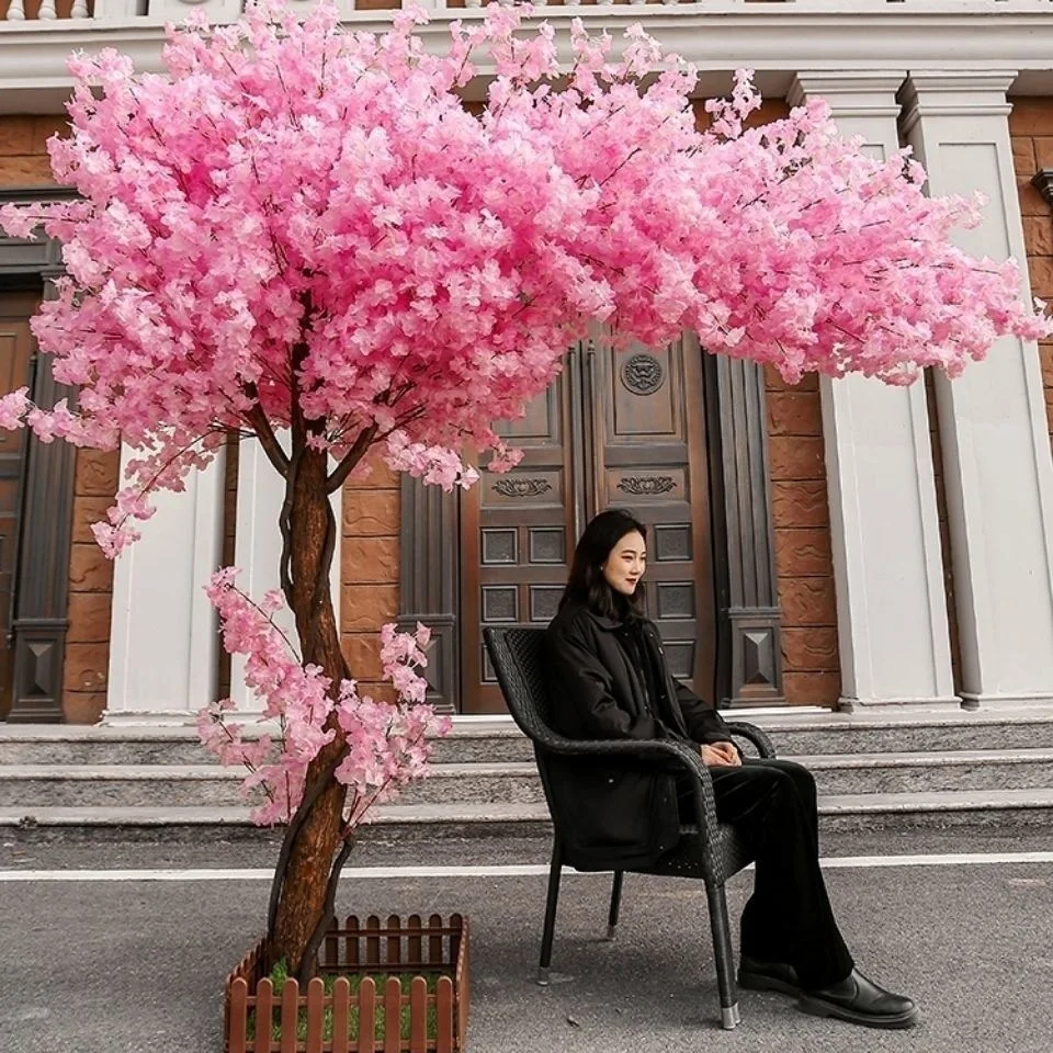 

Floor-standing large peach tree cherry tree red maple artificial flower wedding hotel exhibition wishing tree