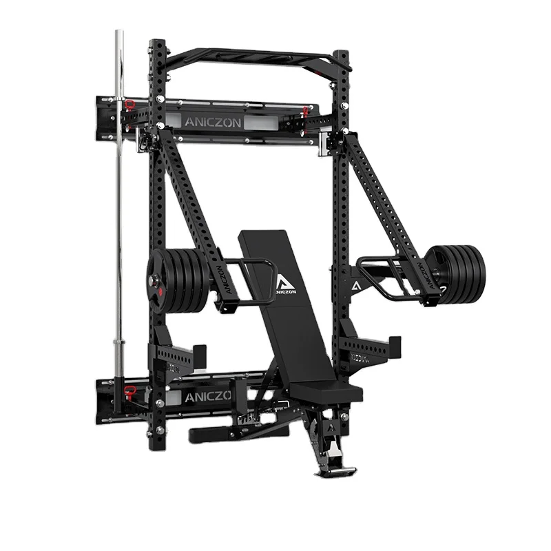 

Multi Function Power Wall Mounted Folding Space-saving Gym Home Bench Press Rack Home Half Squat Stand Rack
