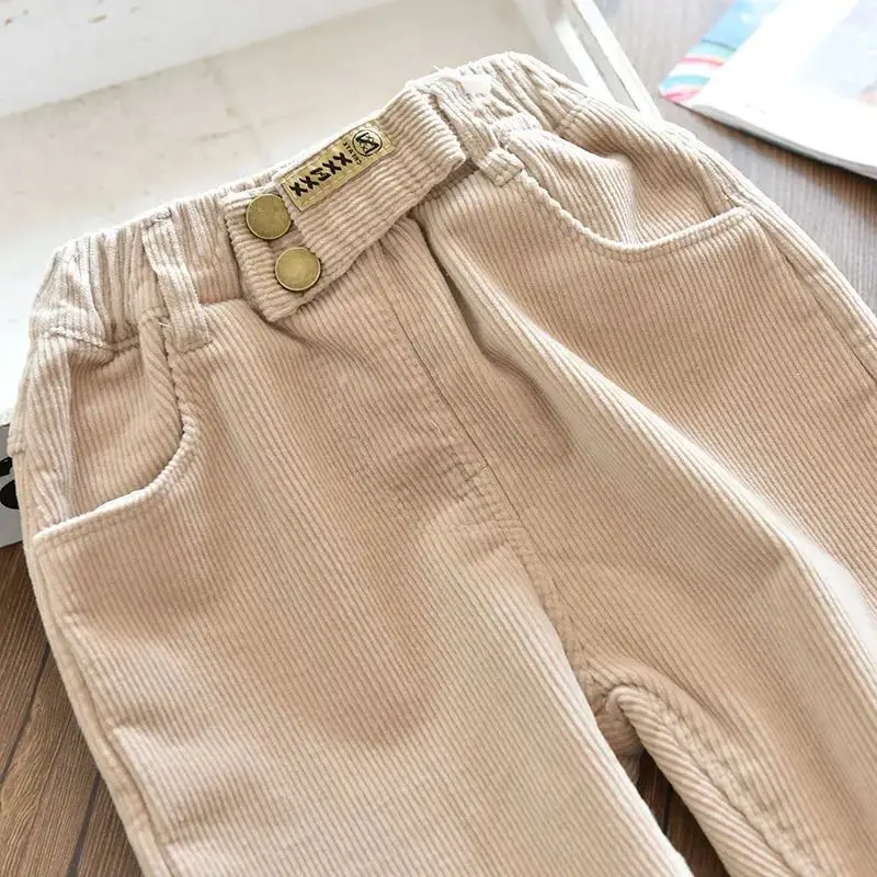 Autumn Winter Baby Girl Corduroy Pants 2024 Retro Casual Solid Trousers Thicken Warm Outdoor Wear Children\'s Pants 2 3 5 6 Years