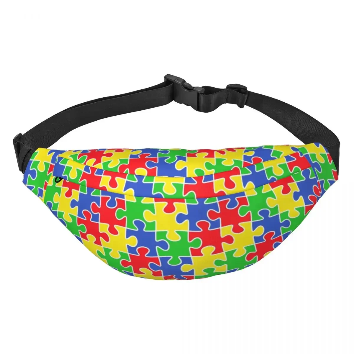 

Custom Casual Colorful Puzzle Pieces Autism Awareness Fanny Pack Women Men Sling Crossbody Waist Bag Cycling Phone Money Pouch