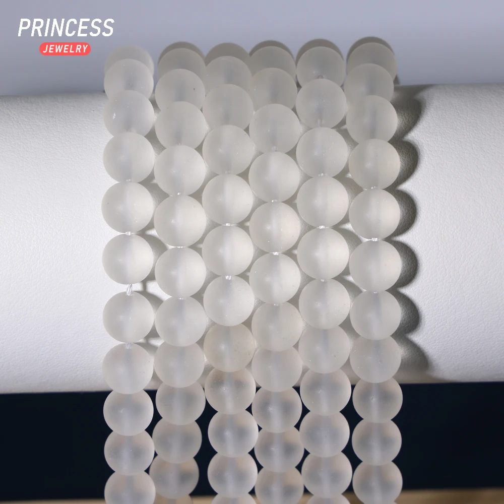 

Natural Matte White Quartz Crystal Beads 8-10mm April Birthstone for Jewelry Making DIY Bracelet Necklace Accessories