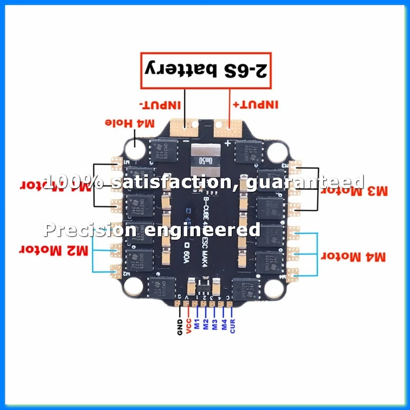 4INI 60A ESC Board Supporting 3-6S Brushless Motor Support DShot300 600/Multishot/Oneshot FPV UAV F4 Flight Control-AD23
