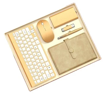

Hot Sell 6 in 1 Promotional Men Custom LOGO Corporate VIP Office Accessories Gift Set Business Mouse Keyboard Office Set