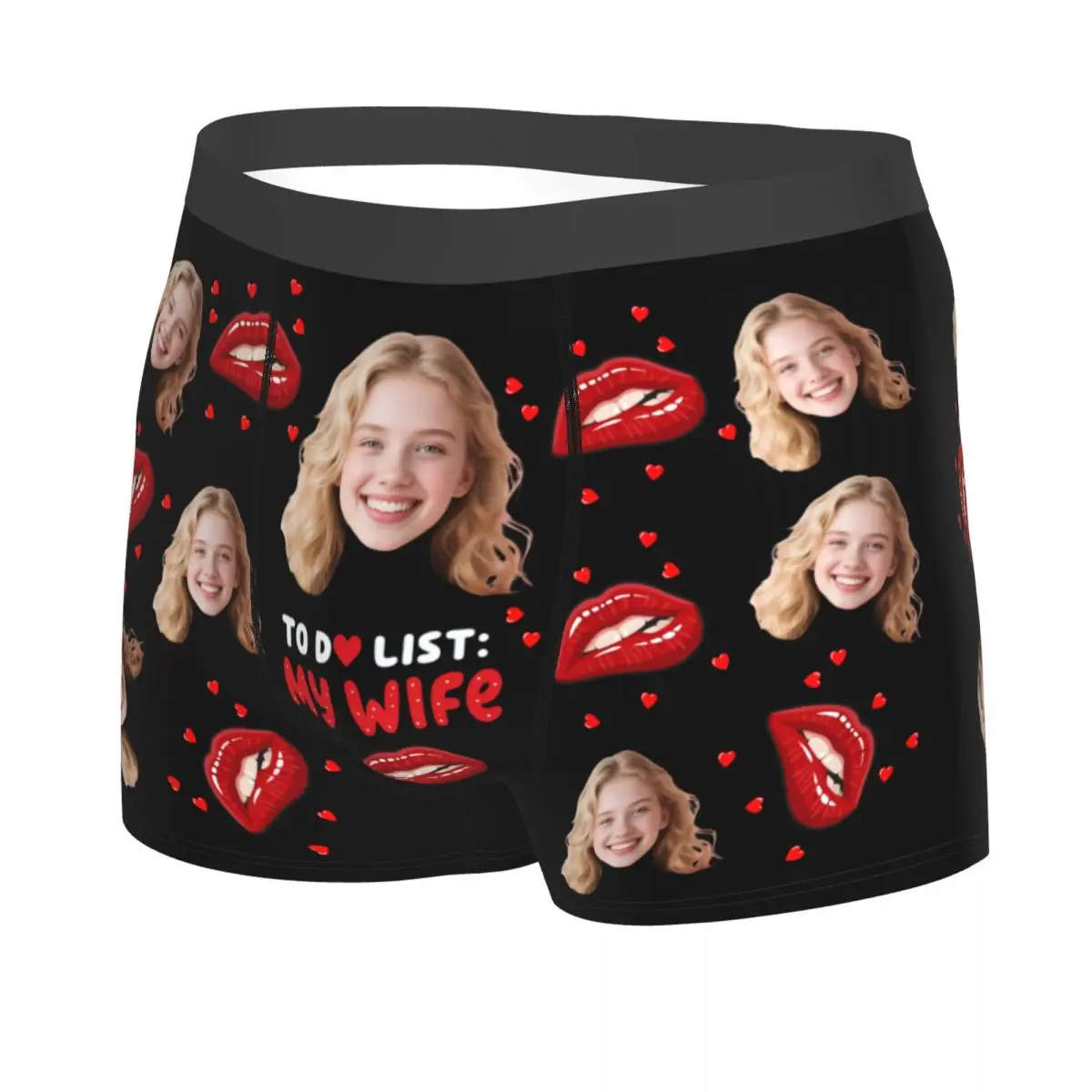 Valentine's Day Men's Custom Personalized Underwear Design Your Photo Text Boxer Briefs Breathable Underpants For Husband