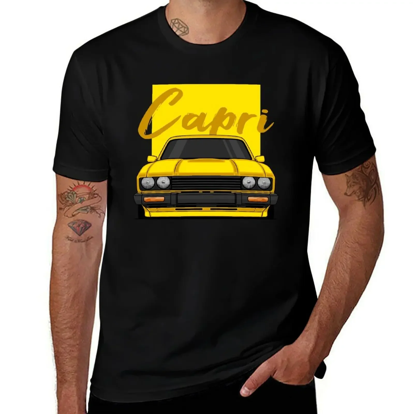 Camiseta clásica Capri MK3 amarilla delantera, tops de verano, camiseta gráfica de gran tamaño, camisetas gráficas de secado rápido, camisetas para hombres