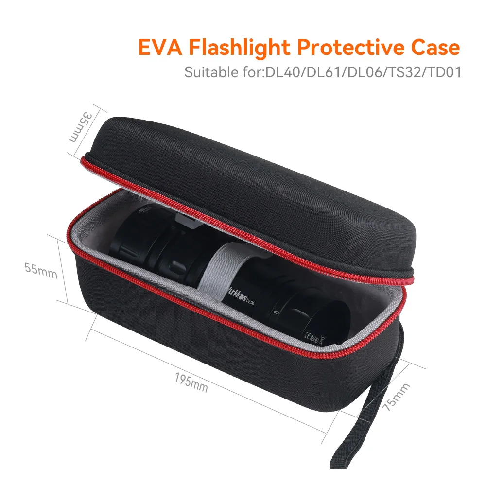 Newest Hard EVA Travel Portable Box Flashlight Storage Bag Suitable For Wurkkos DL40/DL61/DL06/TS32/TD01 Protective Case