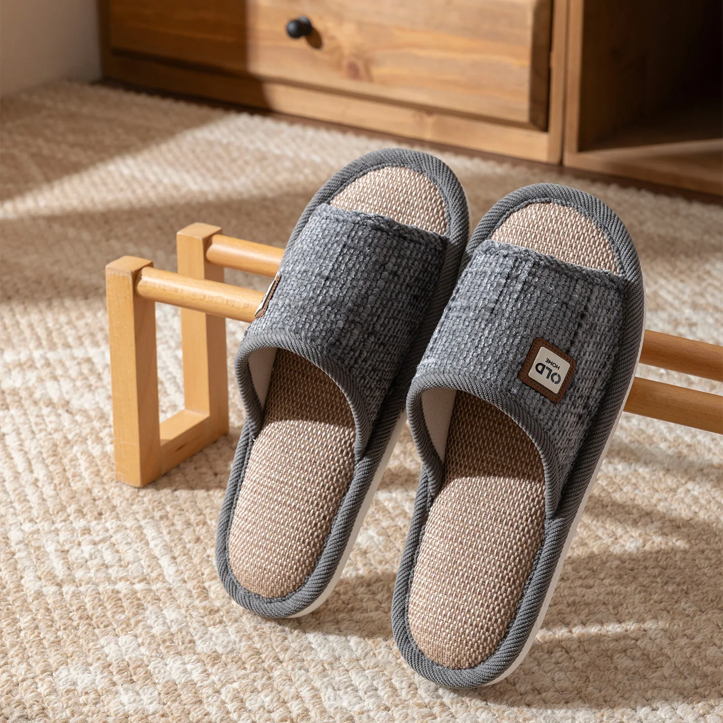 2026 Summer Home Linen Slippers For Men In Spring&Autumn Comfortable Bedroom Open-toed&Breathable Slippers Men's & Women's Shoes
