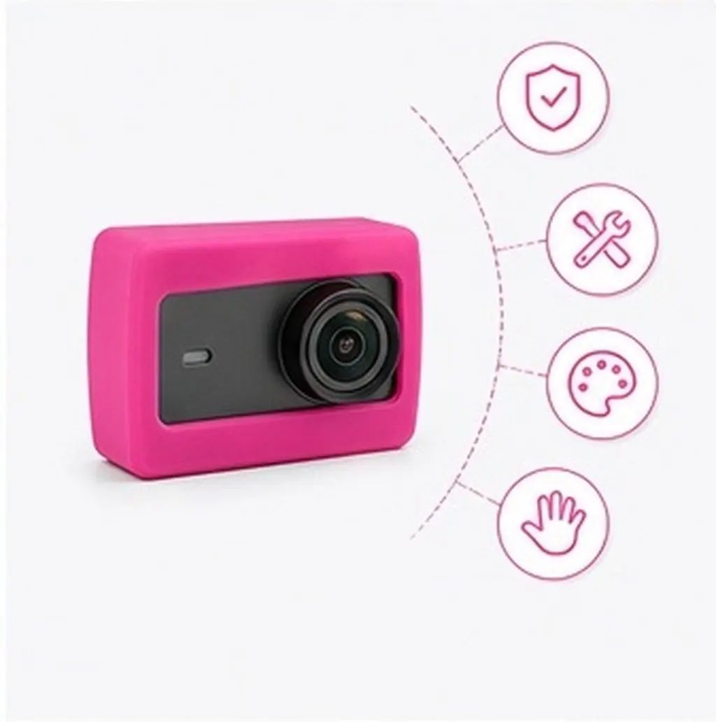 Silicone Protective Case for 4K Action Camera Rosy Color Shockproof Scratch Resistant Dustproof Non Slip Grip Washable