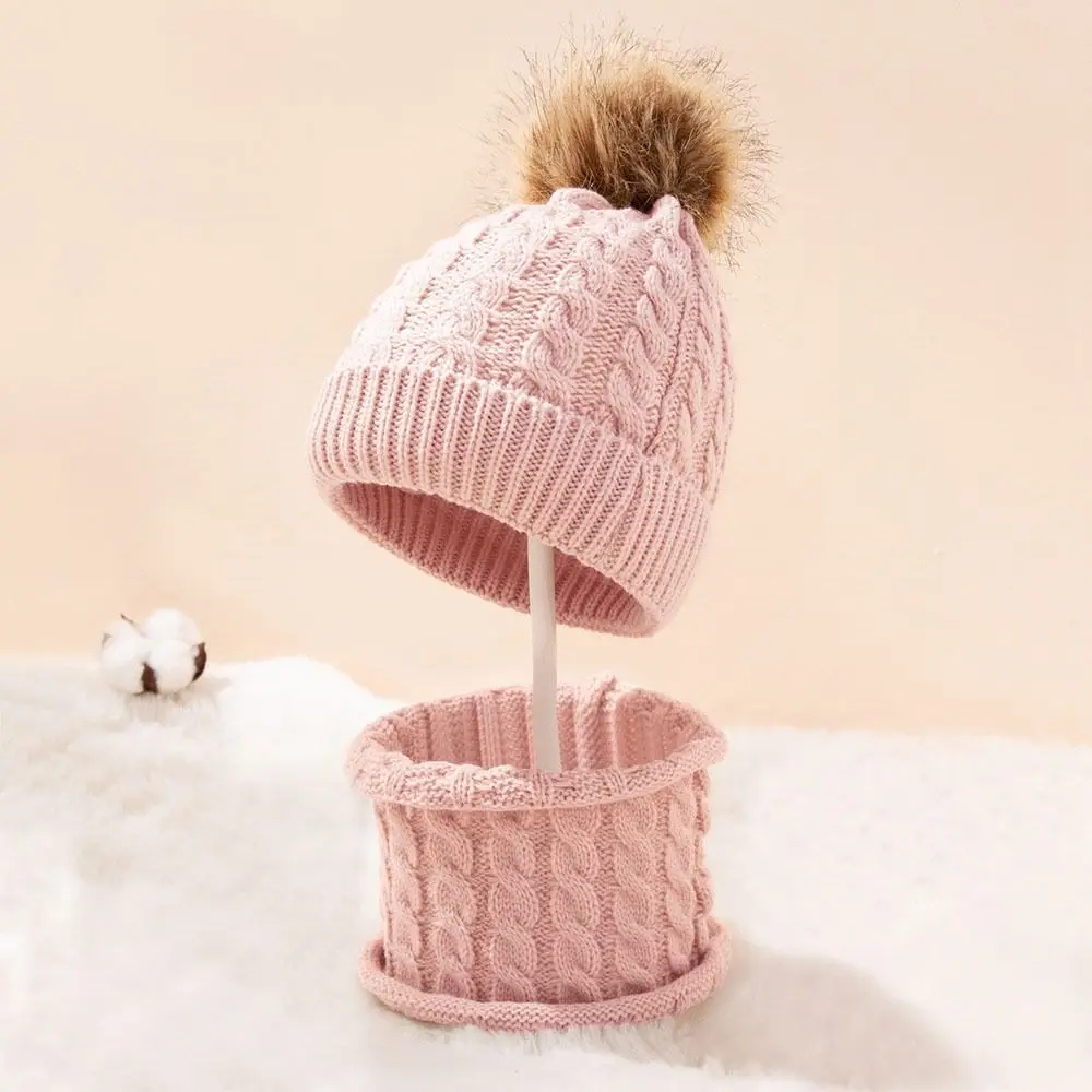 Conjunto de 2 Piezas de Gorro y Bufanda de Invierno para Niños, Gorro de Punto Grueso y Cálido, Gorro de Lana Suave a Prueba de Viento para Niños y Niñas