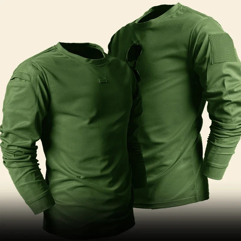 Spring Long Sleeved T-shirts Men Quick Drying O Neck Outdoor Tactical Shirts Training Tees Breathable Workwear  Loose