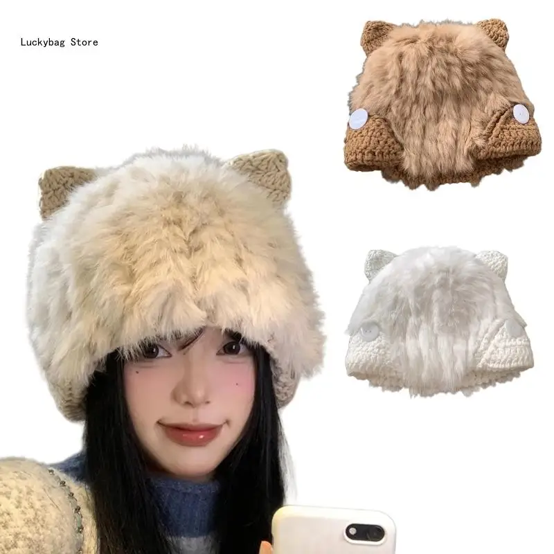 Plush Trapper Hat Ear Protective Hat Lovely Cats Ear Hat Cold Weather Caps