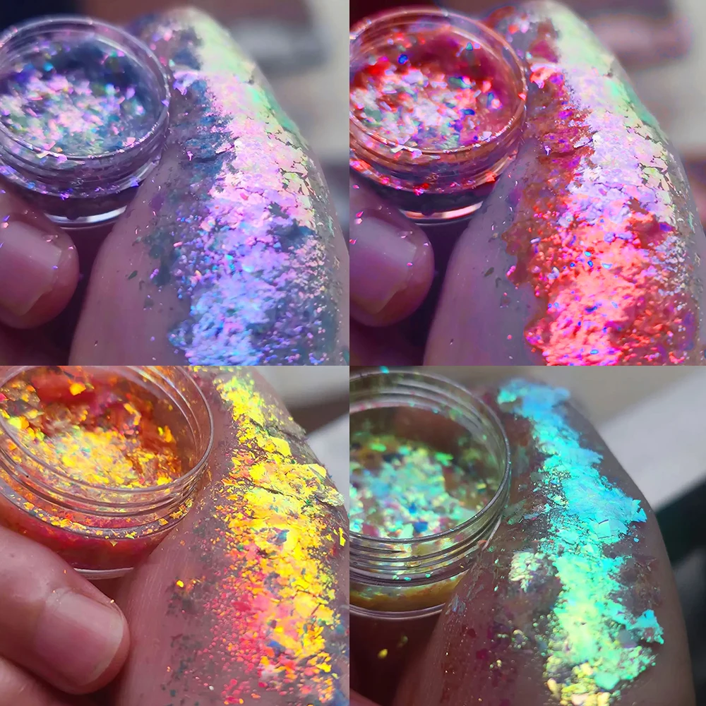 48Colors Aurora  Opal Nail Glitter Flakes Sparkly Chameleon Aurora  Opal Nail Sequins Super-Thin Mermaid Aurora Manicure Sequins