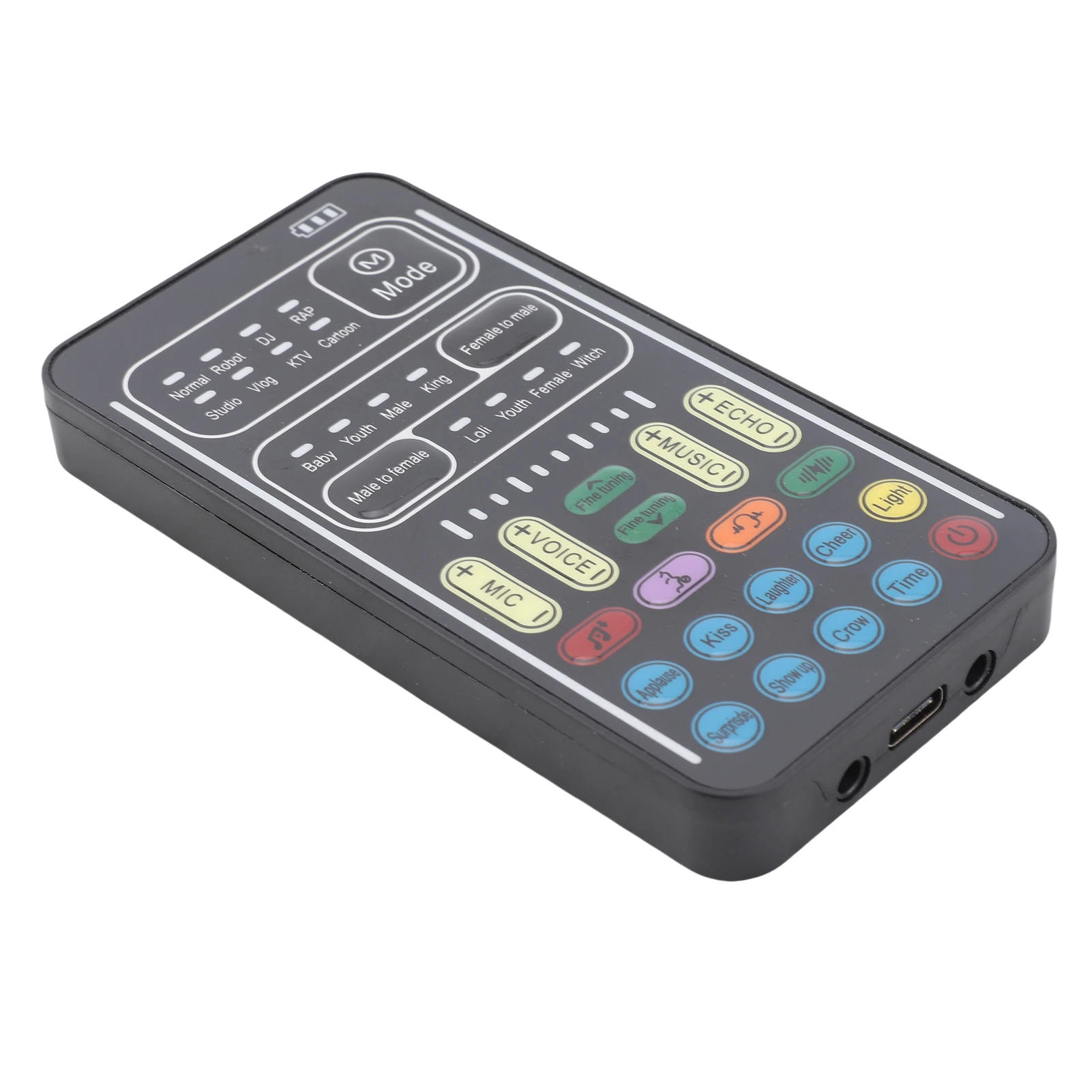 Recording Mini Sound Card Voice Changer Set 450mAh Colorful LED Lights Plug and Play with Monitor Headphones for Live Streaming