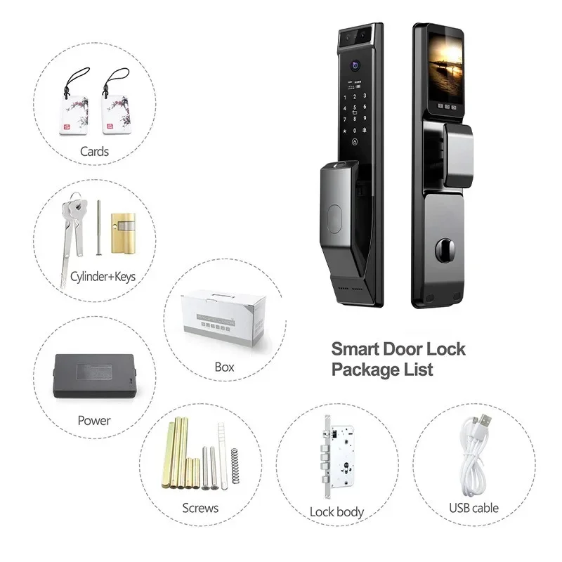 Outdoor Waterproof Lock Wifi Tuya APP Remote Voice Intercom Electronic Door Lock Face Fingerprint Smart Door Lock With Camera