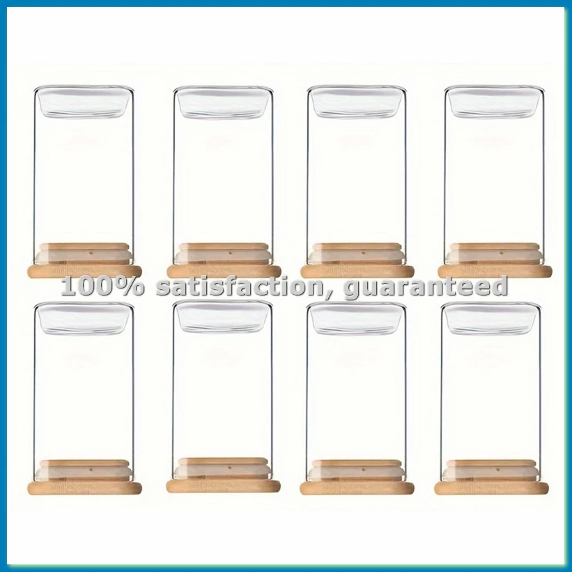 Glass Jars with Airtight Bamboo Lids - Snack Candy Storage Jar,Versatile Clear Containers for Candy, Food Storage & More-ABVK