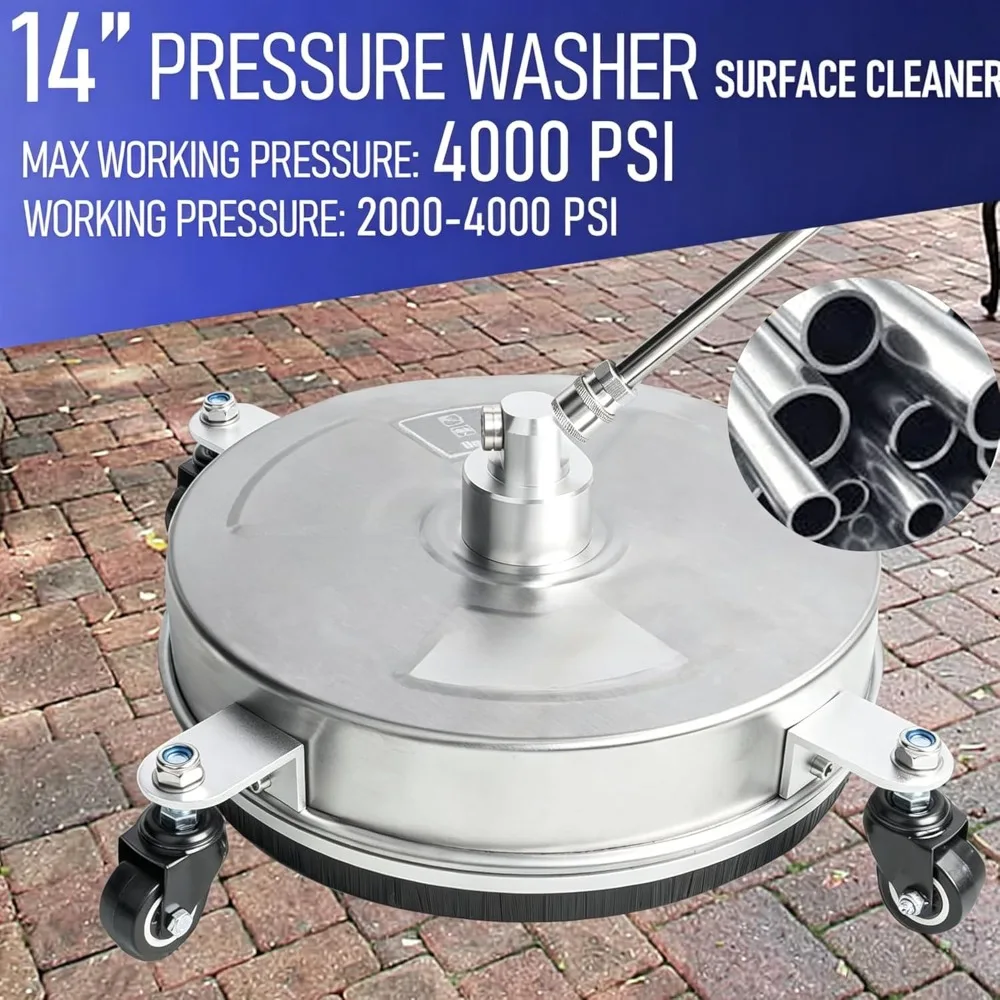 

Pressure Washer Surface Cleaner 15 Inch 4 Wheels with Extension Wand for Concrete Patio