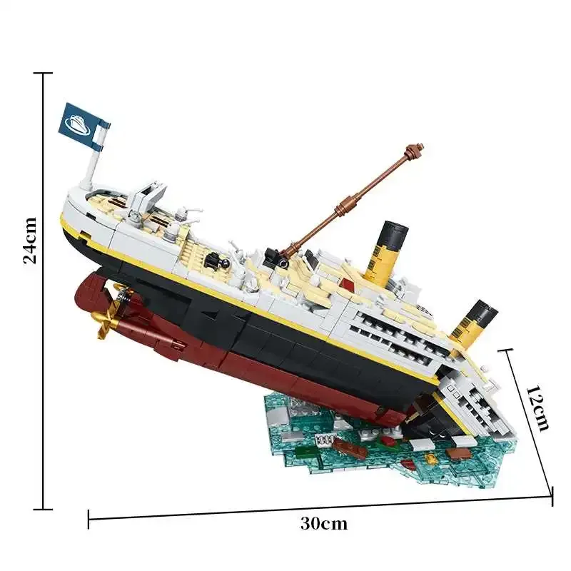 Creative MOC Titanic Cruise Boat Ship Building Blocks Sets,City 2022PCS 2in1 Titanic 3D Model DIY Toy Toys for Children Gifts