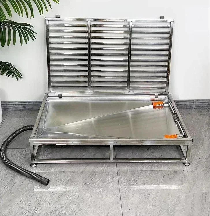 Stainless steel medium and large dog anti stepping feces automatic flushing and drainage system pet dog urine basin