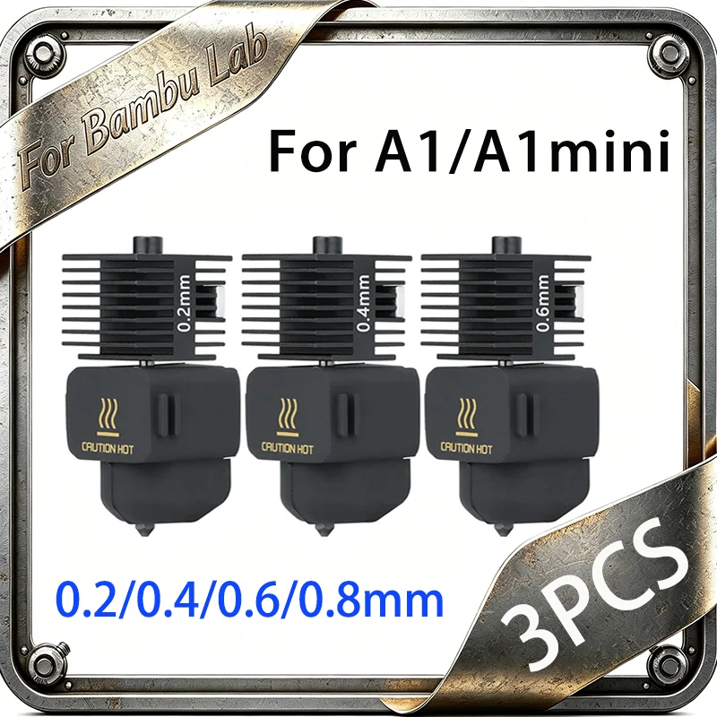

﻿ 3PCS For bambu lab A1 Mini/A1 Hotend Kit 0.2/0.4/0.6MM Extruder Upgrade High-Temperature Hardened Steel Nozzle 3D Printe Part
