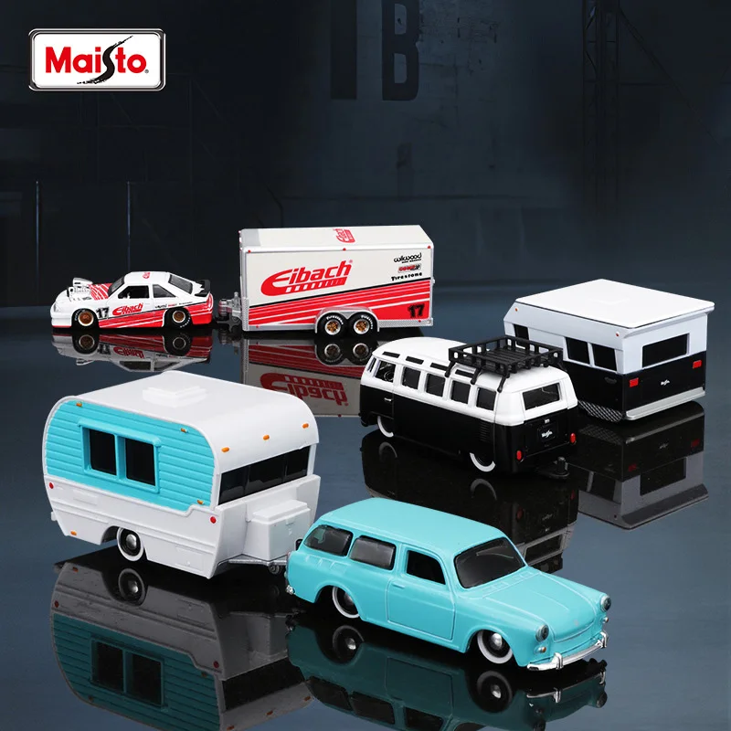 Maisto Hot New Product 1:64 Die-casting Car Model SVT MUSTANG COBRA W/ ENCLOSED Traveler TRAILER Collection Gift Toy