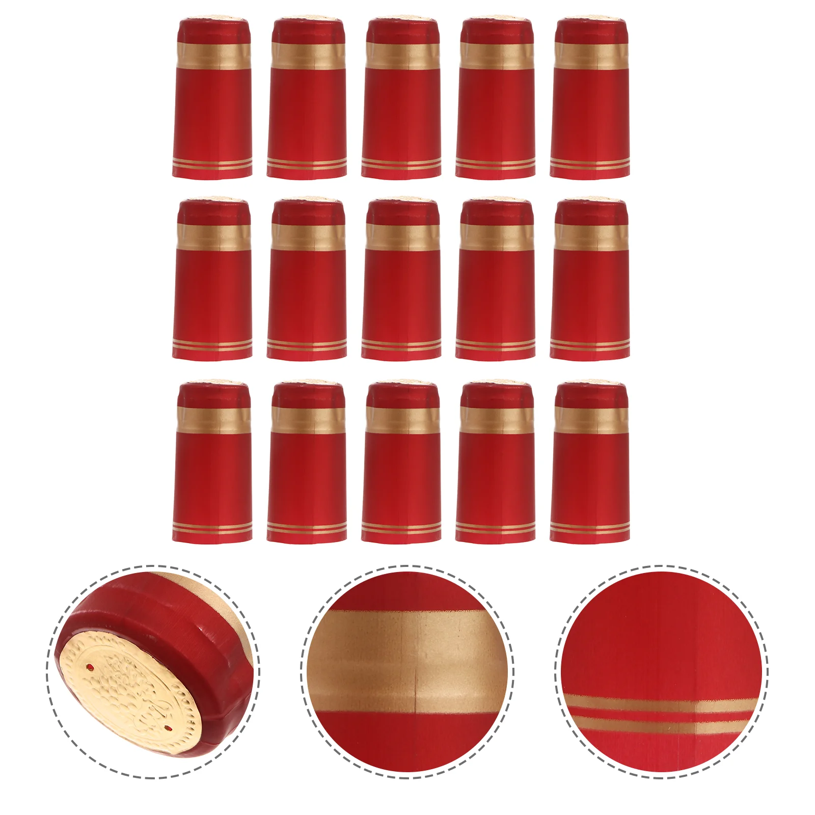 

100pcs Heat Shrink Capsules Bottle Capsules Heat Shrinkable Shrink Film Wrap for Straight Mouth Bottle (Red, Gold