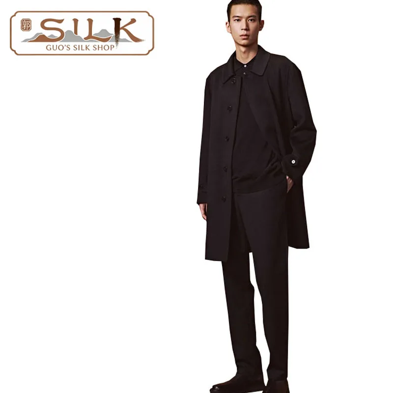 

Autumn Winter Double-sided Wool Men's Coat, Collared Suit Jacket, Cashmere Coat, Elegant Men's Clothing, Comfortable and Warm