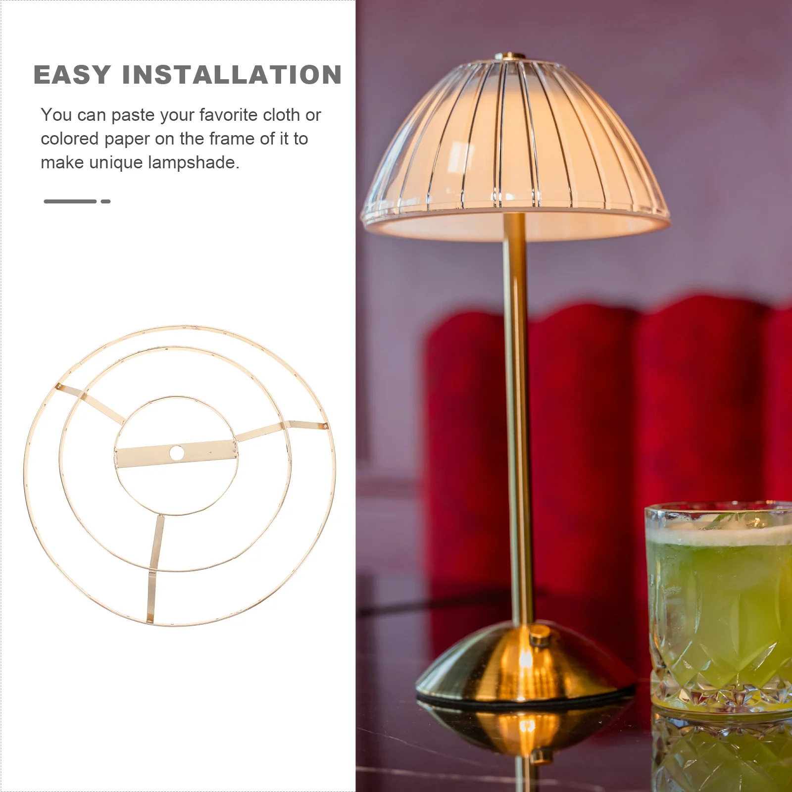 طبقة مزدوجة حلقة عاكس الضوء الإطار طاولة حديدية مصباح لتقوم بها بنفسك عدة للمنزل فندق ديكور عاكس الضوء إطارات معدنية لتقوم بها بنفسك غطاء المصباح