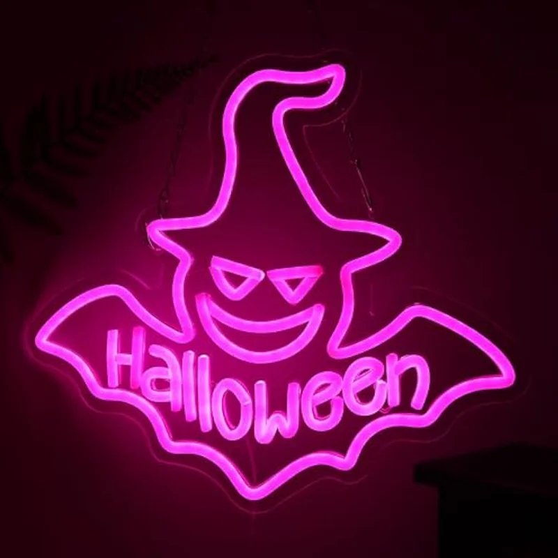 

Halloween Bat Neon Sign for Wall Decor Suitable for Party Decor 5/12V USB with Dimmable Switch is also a gift for friends