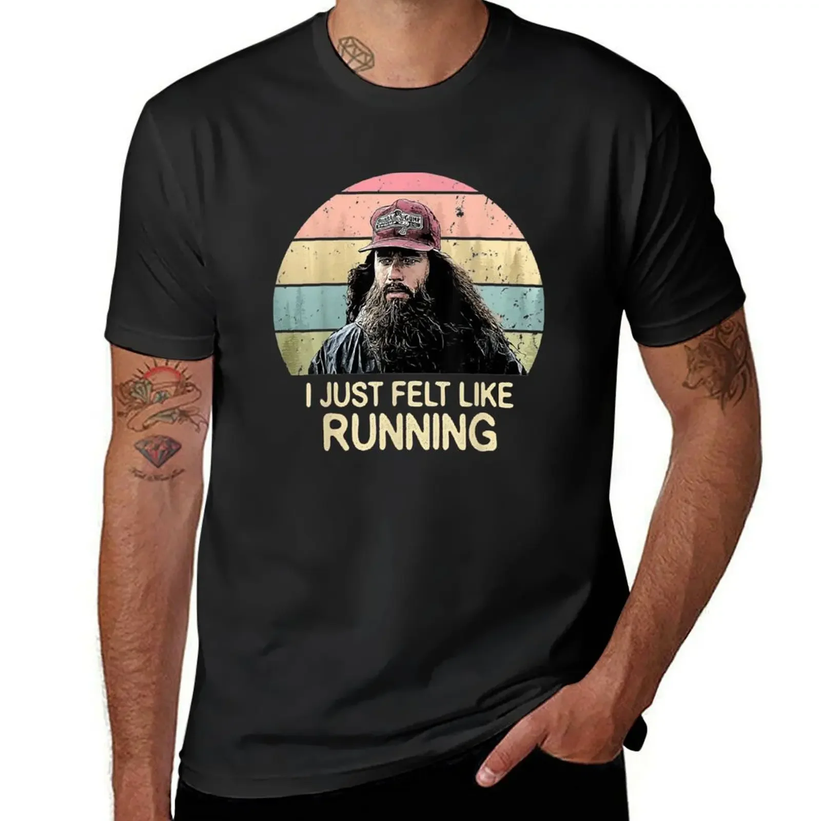 

I Just Felt Like Running Meme Caption T-Shirt baggy shirts cute tops oversized aesthetic clothes mens funny t shirts