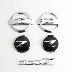 1 Set 350 Z Silver Car Body Side Front Hood Emblem Badges Stickers for 350Z Fairlady Z33