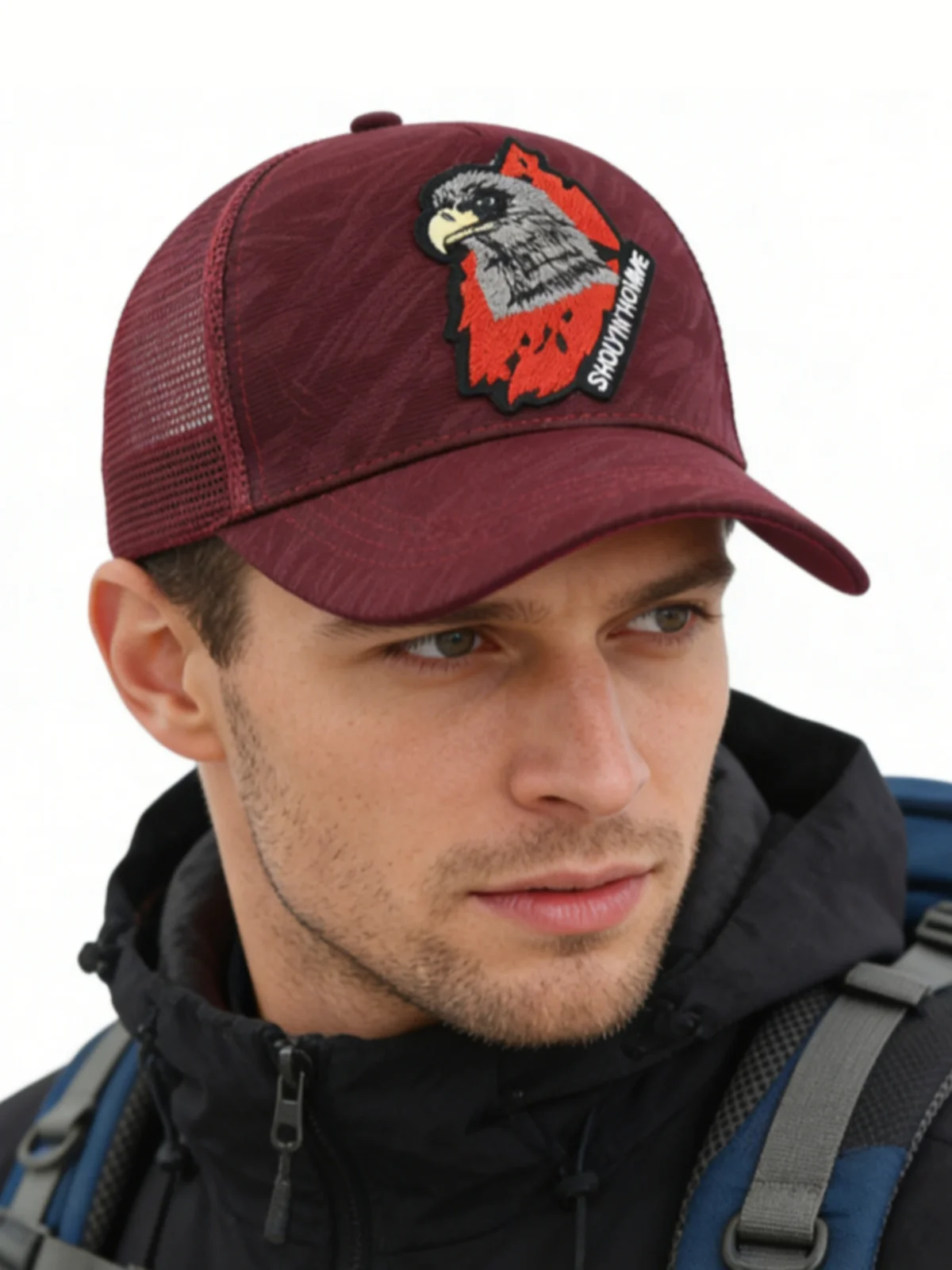 1 Atmungsaktive, sonnenschützende Baseballkappe mit Adler-Stickerei, personalisiertes Design, unisex, geeignet für den täglichen, lässigen Gebrauch im Freien, Sonnenschutz-Netzkappe, Geschenk für Feiertage. – Detail 8