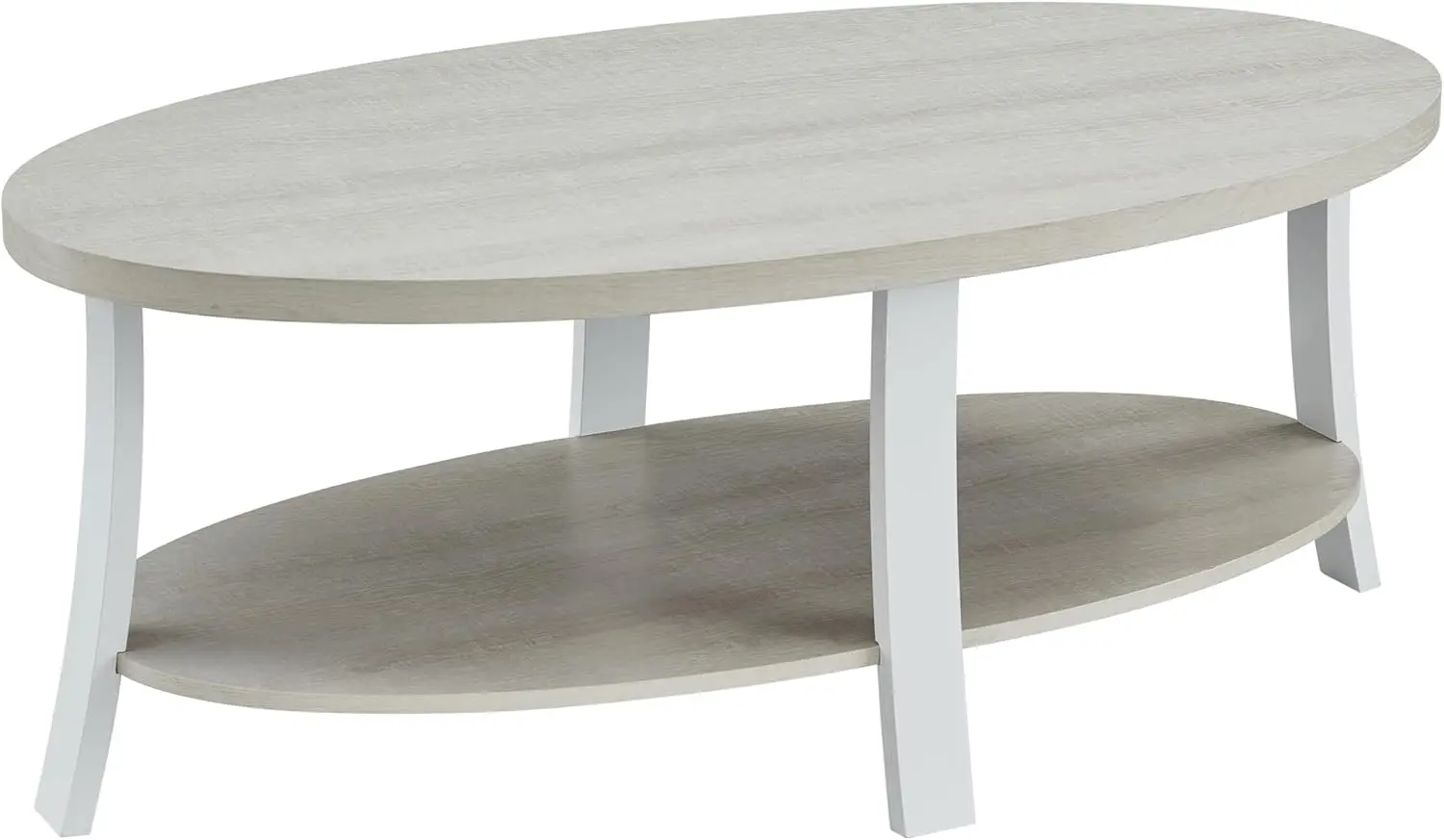 

Anze Contemporary Oval Wood Shelf Coffee Table In White Finish
