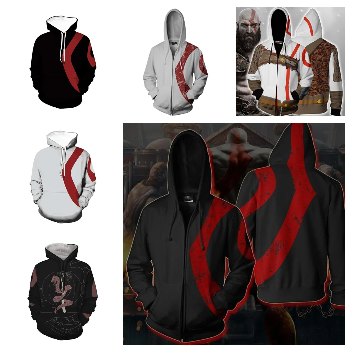 Game God of War Hoodies Kratos Pullover Cosplay Ares Cosplay Hooded Zeus 3D Printing Hoody Sweatshirt Zipper Jacket Clothes Coat