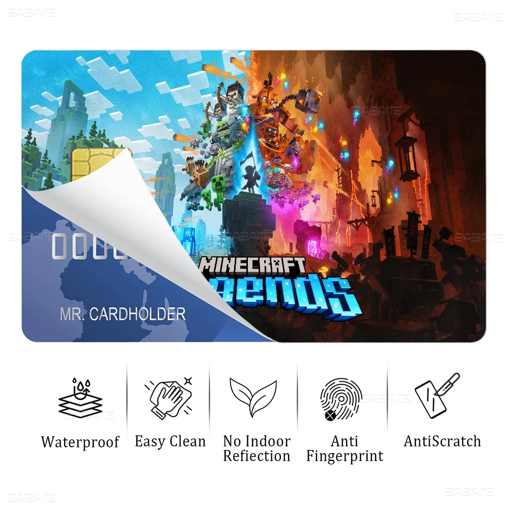 ملصقات جلدية لبطاقة الائتمان من M-Minecraft لبطاقة الوصول VISA Bank Bus Metro غطاء طبقة رقيقة واقية ملصق مائي للنساء