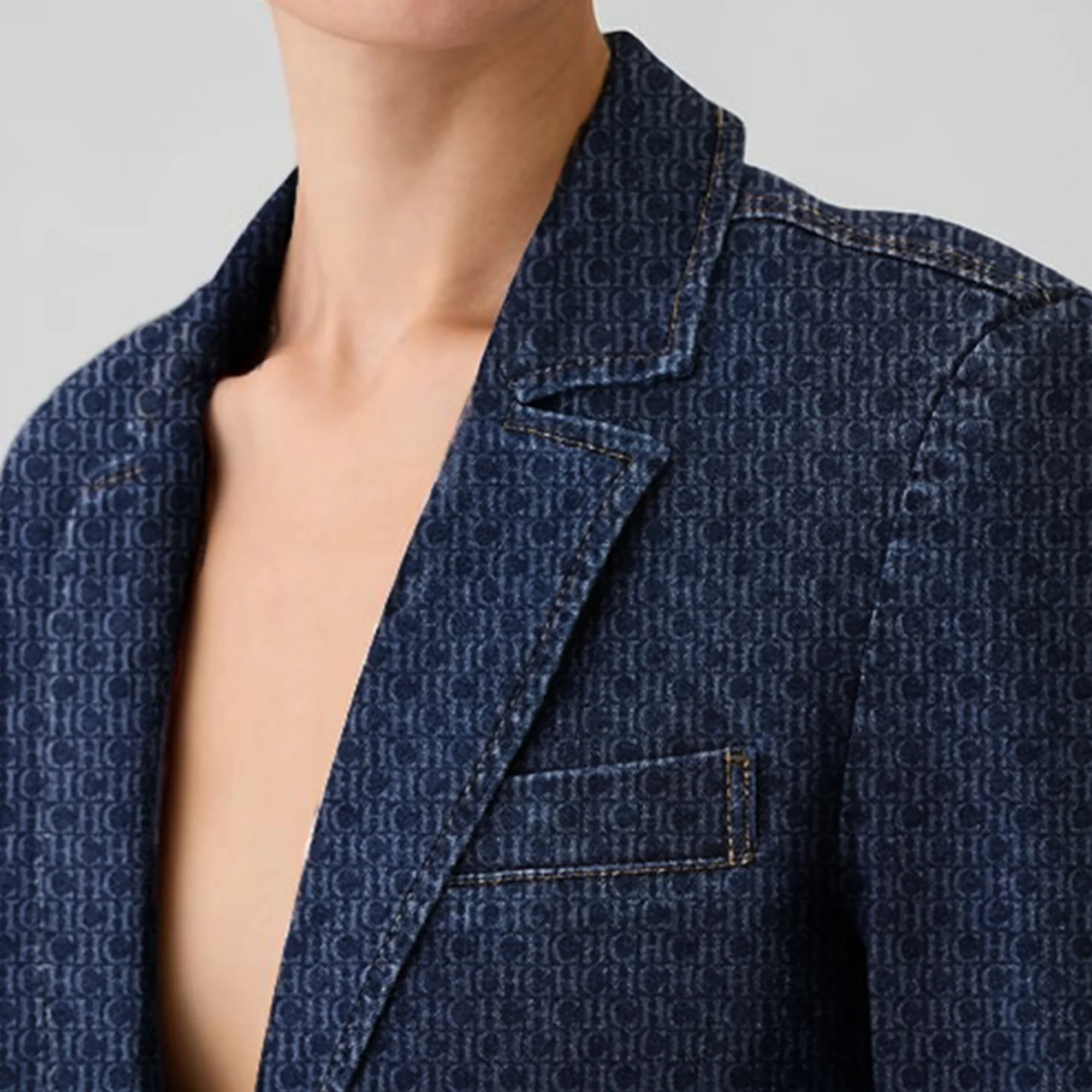 Women's Jacket Vintage Denim Letter Design Suit Jacket