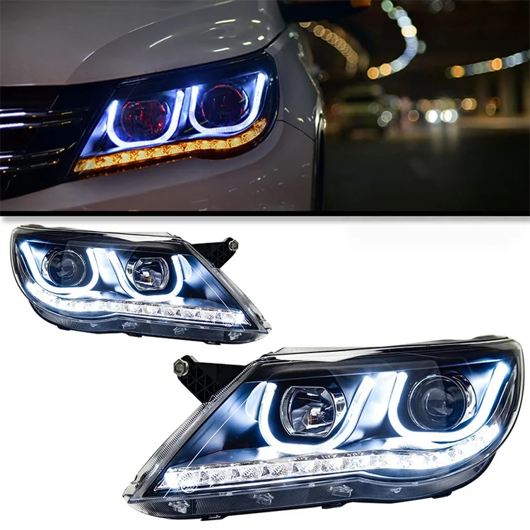Veidt for 09-12 Model Tiguan Headlight Assembly Dual Beam Lens Xenon LED Teardrop U-shaped Dual Color Daytime Running Light