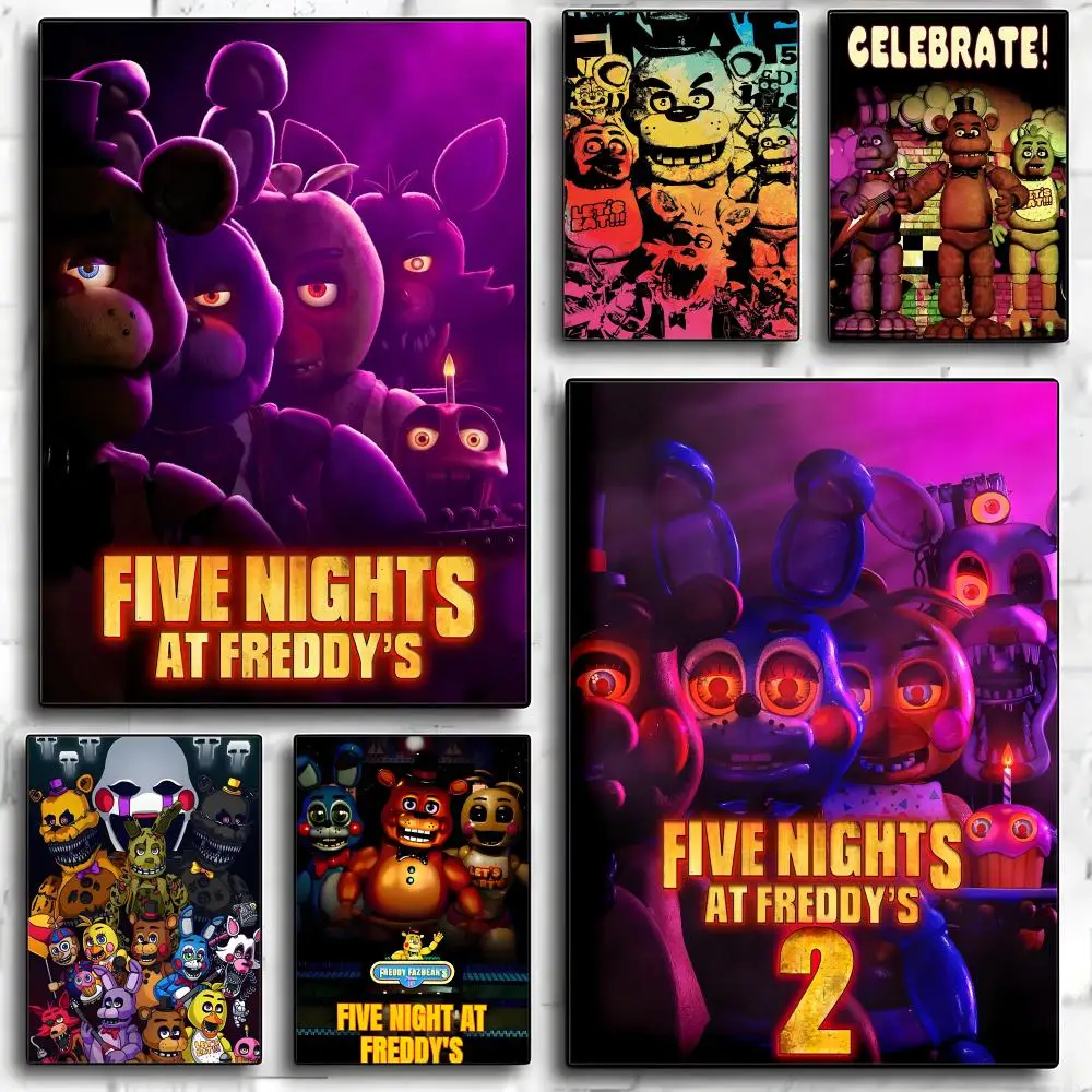 F-Five Nights At Freddys Painting Calligraphy HD Canvas Wall Art | Waterproof Fade-Resistant | Minimalist Unframed Wall Decor