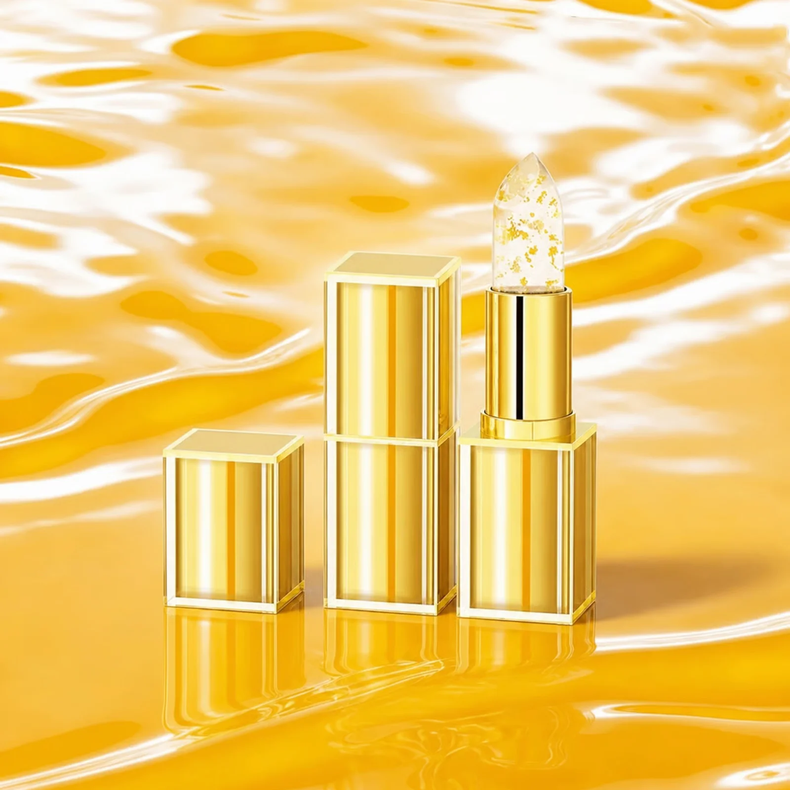 Gold Foil Color Changing Lip Balm Glossy Shine Fade Lip Line Non-Stick Relieve Dryness Lasting Hydrating Brightening Lip Care