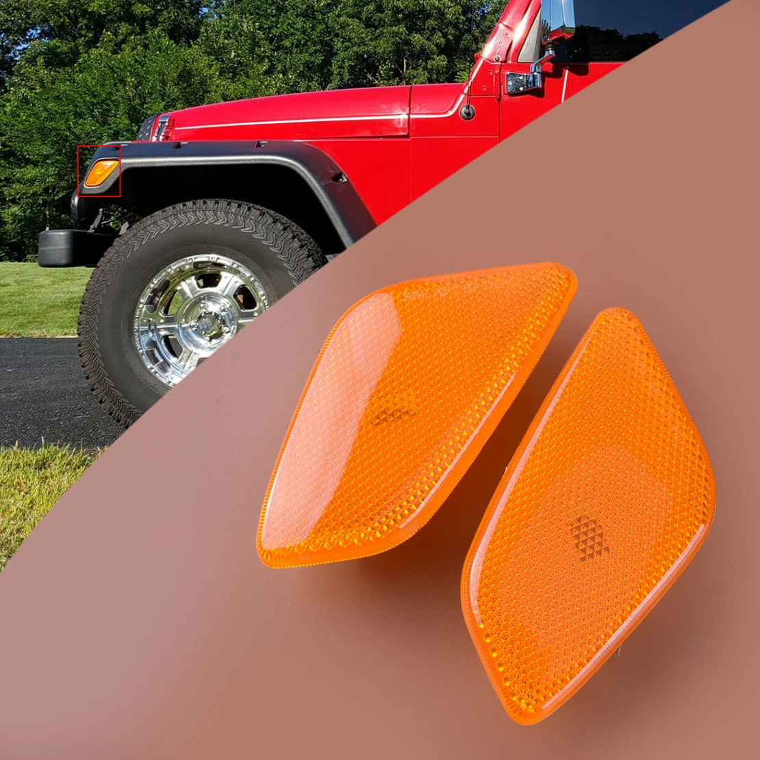 55155628AB 1 Pair Car Front Fender Side Corner Signal Marker Light Lens Housing 55155629AB Fit for Jeep Wrangler TJ 1997-2006