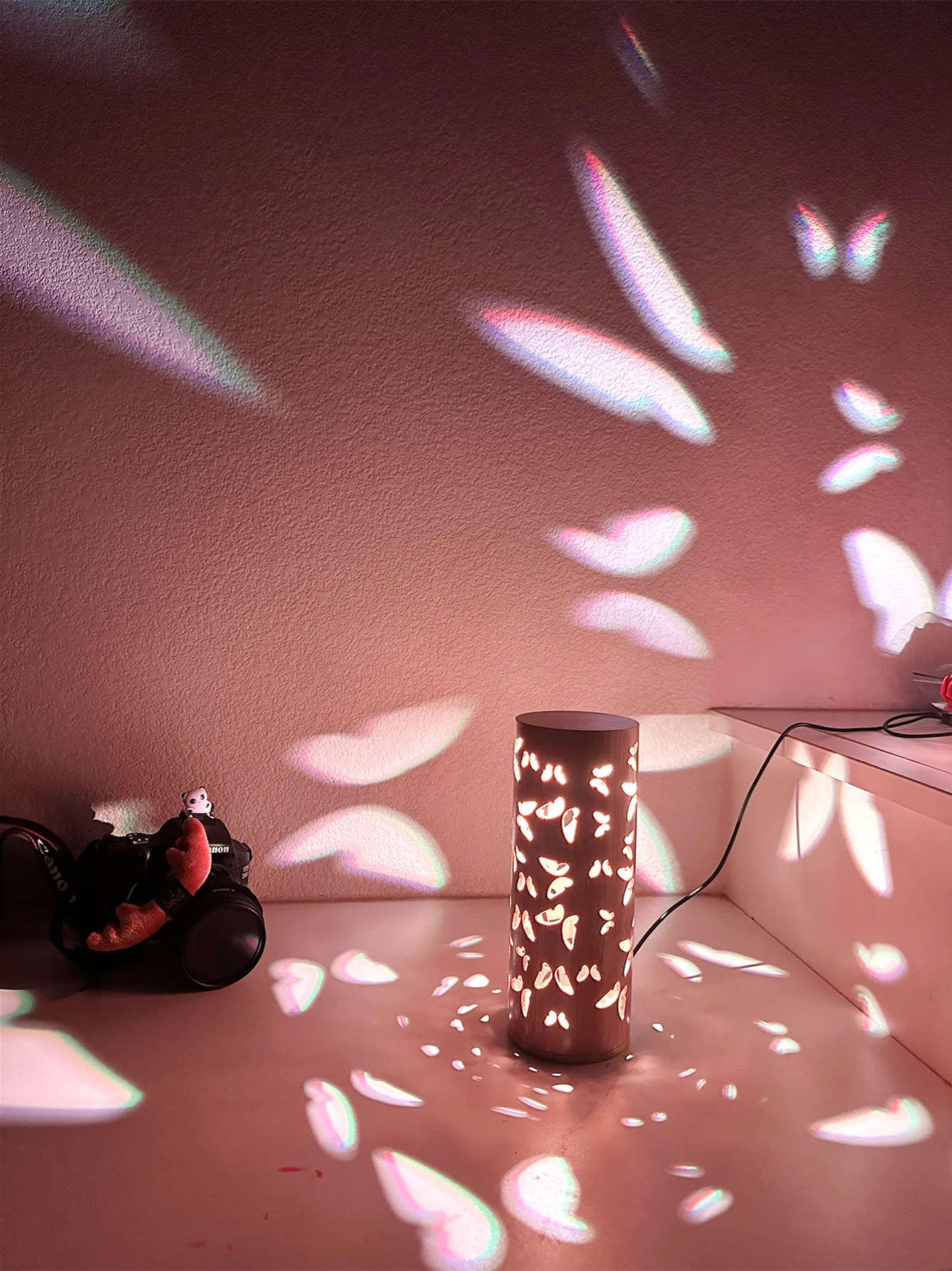 Butterfly projection table lamp decorative lamp creative floor lamp bedroom bedside lamp ambience cosy wall corner light