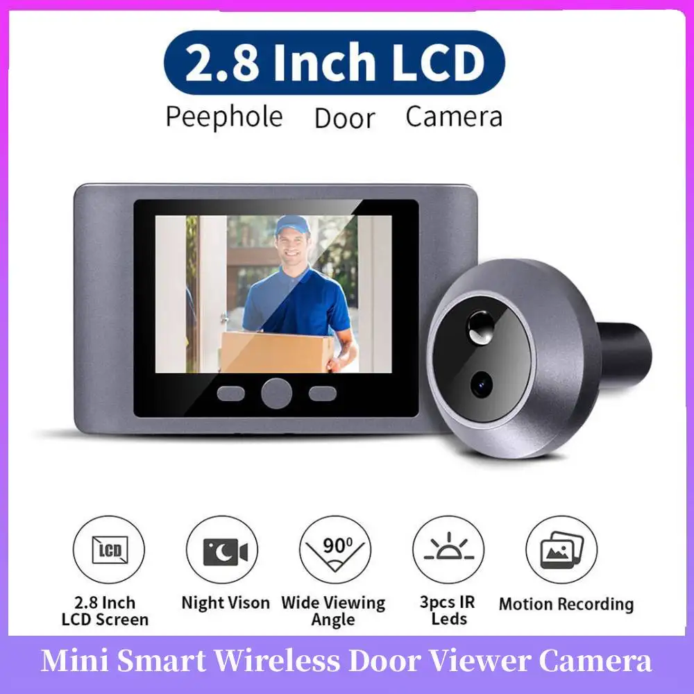 Mini Peephole Smart Wireless Door Viewer Camera PIR Motion Detection Digital Door Viewer 2.8 Inch Digital Peephole Eye Viewer