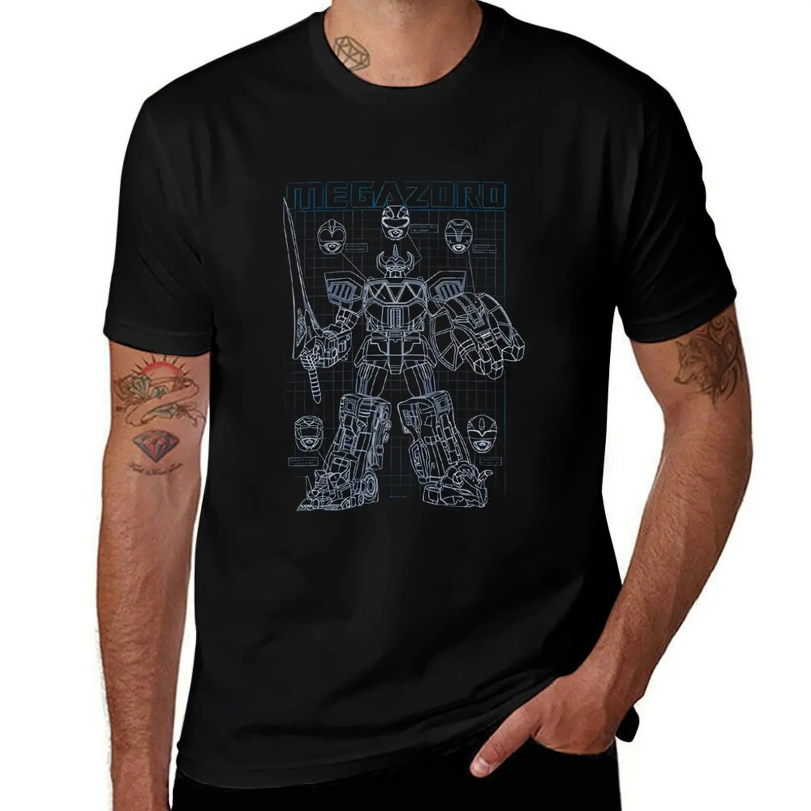 

Schematic Megazord Mighty Morphin T-Shirt man graphic t shirt t shirts for man graphic tees T-Shirt