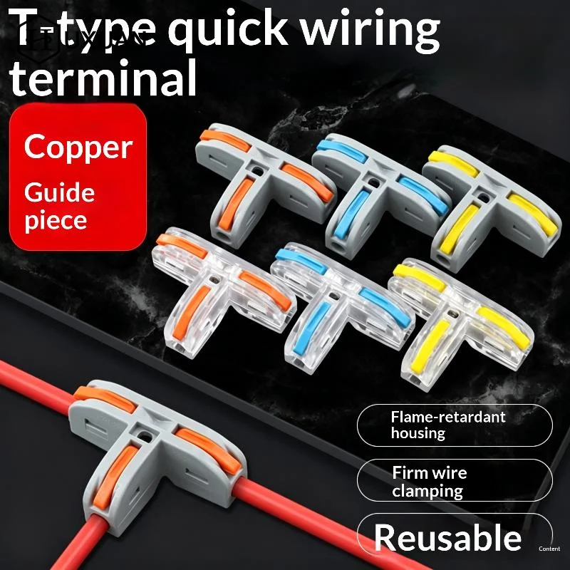 Universal T Type Terminal LED Light Splitter Connector for Safe Electrical Wiring