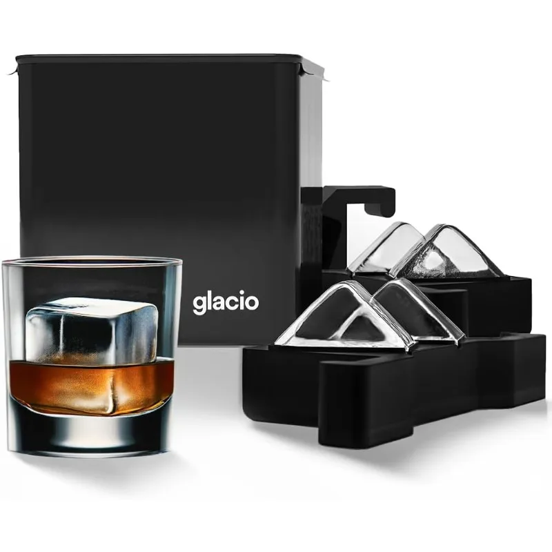 

glacio Clear Ice Maker - Whiskey Ice Cubes Mold - Crystal Clear, Dilution-Free, Directional Freezing Ice Cube Mold